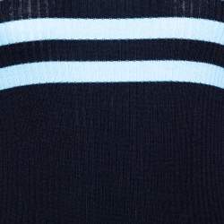 مملوكة مسبقًا Versace Navy Blue Striped Wool Rib Knit Jumper S