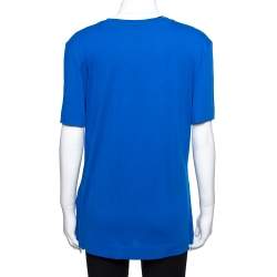 مملوكة مسبقًا Versace Blue Jersey Medusa Icon Studded T-Shirt L