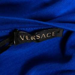 مملوكة مسبقًا Versace Blue Jersey Medusa Icon Studded T-Shirt L