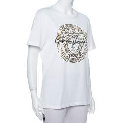 Versace White Medusa Signature Printed Cotton Crewneck T-Shirt M