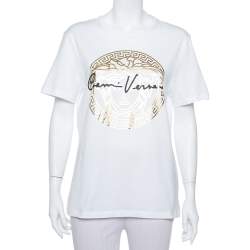 Versace White Medusa Signature Printed Cotton Crewneck T-Shirt M