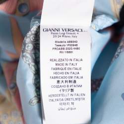 Pre Owned جاكيت فيرساتشي ستارفيش أزرق مطبوع خامة صناعية بسحاب أمامي مقاس كبير - لارج