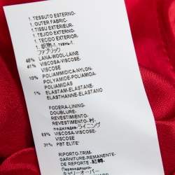 Pre Owned Versace Red Wool And Fur Trimmed Hooded Mid Length Coat S