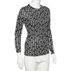 Pre Owned Versace Black Logo Printed Jersey Long Sleeve T-Shirt M