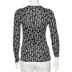 Pre Owned Versace Black Logo Printed Jersey Long Sleeve T-Shirt M