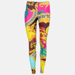 Pre Owned Versace Multicolor Voyage Barocco Print Stretch Jersey Leggings S