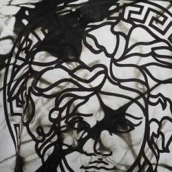 مملوكة مسبقًا Versace Monochrome Tie-Dye Print Jersey Asymmetric T-Shirt L