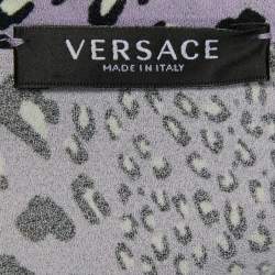 Versace Purple Leopard Print Knit Crop Top L