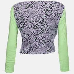Pre Owned Versace Purple Leopard Print Knit Crop Top M