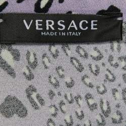 Pre Owned Versace Purple Leopard Print Knit Crop Top M