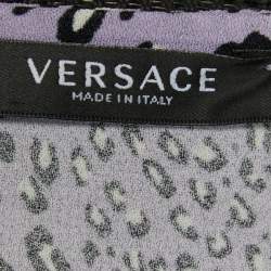 Pre Owned Versace Purple Leopard Print Crepe Crop Top S
