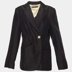 Versace Black Linen Blend Single Buttoned Blazer M