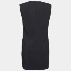 Pre Owned Versace Black Crepe Power Shoulder Mini Dress M