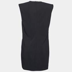 Versace Black Crepe Power Shoulder Mini Dress L