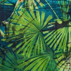 Pre Owned  Versace Green Jungle Print Denim Mini Skirt L