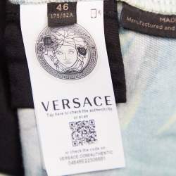 Pre Owned  Versace Green Jungle Print Denim Mini Skirt L