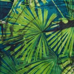 Pre Owned Versace Green Jungle Print Denim Mini Skirt S