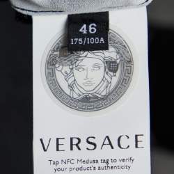 Pre Owned Versace Grey Snake Print Crepe Flared Mini Dress L