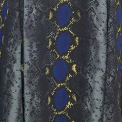 Pre Owned Versace Grey Snake Print Crepe Flared Mini Dress L