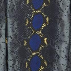 Pre Owned Versace Grey Snakeskin Print Crepe Flared Mini Dress S