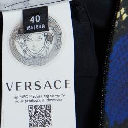 Pre Owned Versace Grey Snakeskin Print Crepe Flared Mini Dress S
