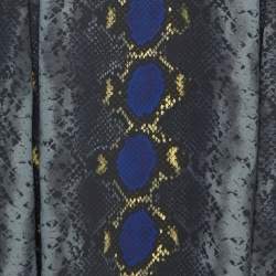Versace Grey Snake Print Crepe Flared Mini Dress M
