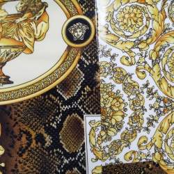 Pre Owned Versace Gold Barocco & Leopard Print Coated Knit Leggings L