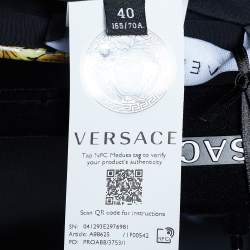 Pre Owned Versace Gold Barocco & Leopard Print Coated Knit Leggings S