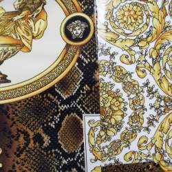 Pre Owned Versace Gold Barocco & Leopard Print Coated Knit Leggings S