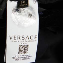 Versace Black Stretch Wool Tailored Trousers XL