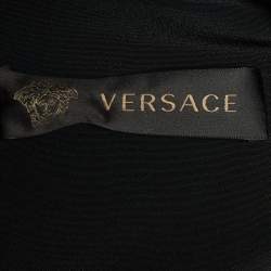 Pre Owned Versace Black/White Baroque Printed Crepe Sleeveless Mini Dress S