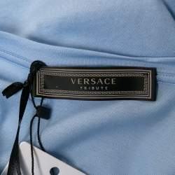 Versace Light Blue Cotton Logo Embroidered Tribute T-Shirt M