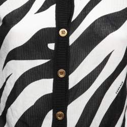 Versace Monochrome Striped & Circle Print Cropped Cardigan L
