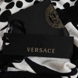 Versace Monochrome Striped & Circle Print Cropped Cardigan L