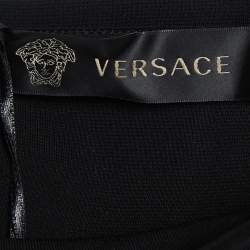 Pre Owned Versace Black Knit Zipper Detail Off-Shoulder Dress M
