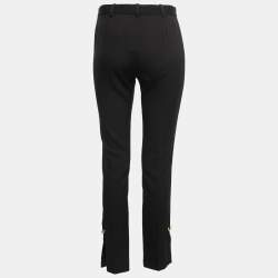 Pre Owned Versace Black Wool Side Slit Safety Pin Accent Tailored Trousers S