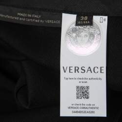 Pre Owned Versace Black Wool Side Slit Safety Pin Accent Tailored Trousers S