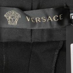 Pre Owned Versace Black Wool Side Slit Safety Pin Accent Tailored Trousers S
