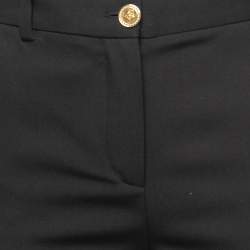 Pre Owned Versace Black Wool Side Slit Safety Pin Accent Tailored Trousers S