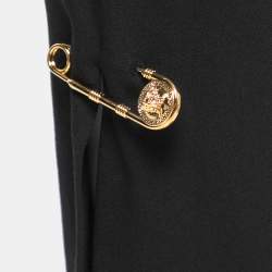Pre Owned Versace Black Wool Side Slit Safety Pin Accent Tailored Trousers S