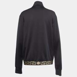 Versace Black Jersey Medussa Detail Zip Front Jacket XXL