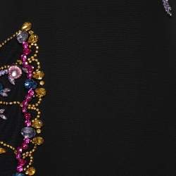 Pre Owned Versace Black Silk Crepe Crystal Embellished Strap Gown M