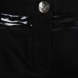 Pre Owned Versace Black Denim Contrast Panel Detail Straight Fit Jeans L