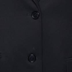 Versace Black Virgin Wool Button Front Blazer S