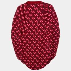Versace Parade Red La Greca Jacquard Knit Cocoon Sweater M
