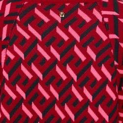 Versace Parade Red La Greca Jacquard Knit Cocoon Sweater M
