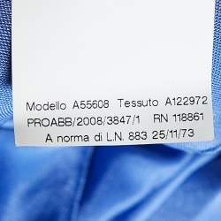 Pre Owned Versace Blue Jersey Crystal Greca Embellished Tank Top M