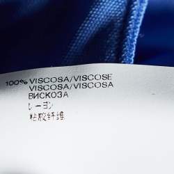 Pre Owned Versace Blue Jersey Crystal Greca Embellished Tank Top M