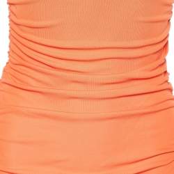 مملوكة مسبقًا Versace Orange Crepe Ruched Sleeveless Top S