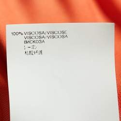 مملوكة مسبقًا Versace Orange Crepe Ruched Sleeveless Top S